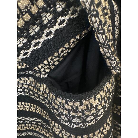CHICO’S Black Gold Tweed Striped Metallic Long Jacket Blazer Womens Chico Size 0 - Picture 7 of 11